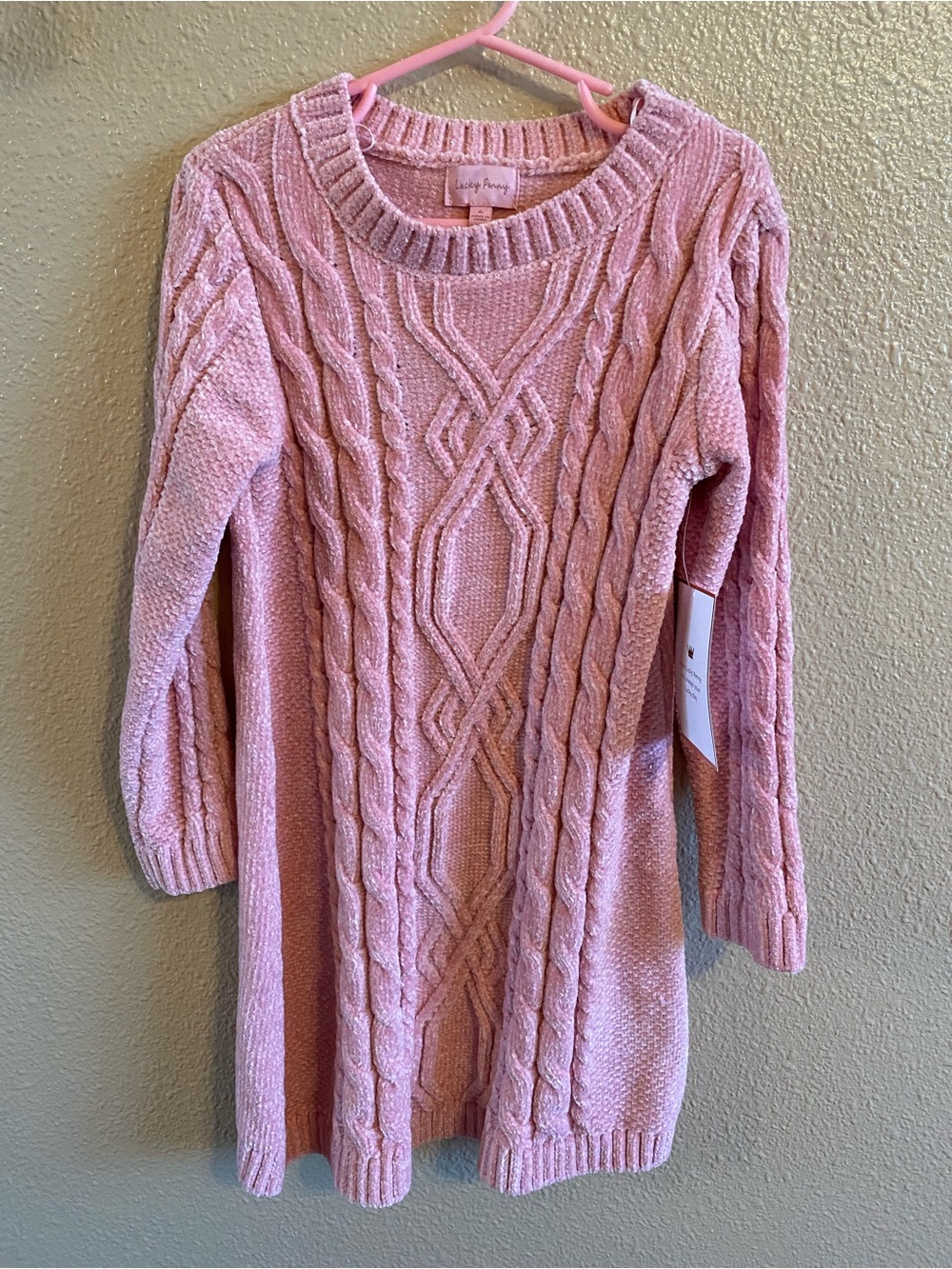 Lucky Penny Pink Cable dress Sweater
